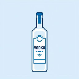 A pixel art depiction of a vodka bottle, crafted within a 16x16 pixel frame