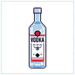 A pixel art depiction of a vodka bottle, crafted within a 16x16 pixel frame