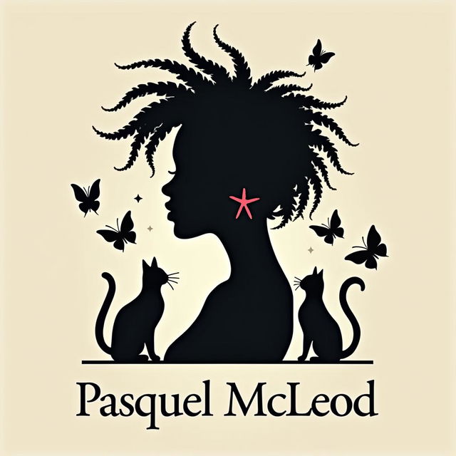 Logo design featuring a silhouette of a woman with short dreadlocks, elegantly positioned to evoke professionalism and grace