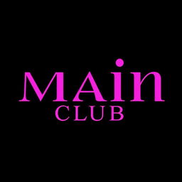 The words 'Main Club' adorned in vibrant pink, prominently displayed in bold, elegant typography centered against a deep black background