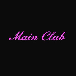 The words 'Main Club' adorned in vibrant pink, prominently displayed in bold, elegant typography centered against a deep black background