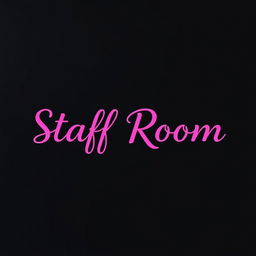 The words 'Staff Room' adorned in vibrant pink, prominently displayed in bold, elegant typography centered against a deep black background