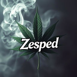 A large marijuana leaf with smoke swirling behind it