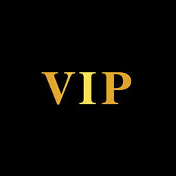 The letters 'VIP' in luxurious gold, prominently displayed in bold, elegant typography centered against a deep black background