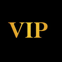 The letters 'VIP' in opulent gold, prominently displayed in grand, elegant typography centered against a rich black background