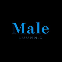 The words 'Male Lounge' in a rich, vibrant blue, displayed in bold, sophisticated typography centered against a deep black background