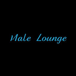 The phrase 'Male Lounge' in a vibrant, refined shade of blue, showcased in bold, stylish typography, centered flawlessly on a stark black background