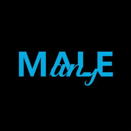 The phrase 'Male Lounge' in a vibrant, refined shade of blue, showcased in bold, stylish typography, centered flawlessly on a stark black background