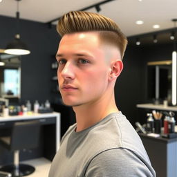 A man with a burst fade haircut, standing confidently