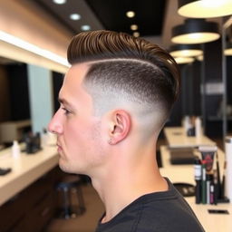 A man with a burst fade haircut, standing confidently