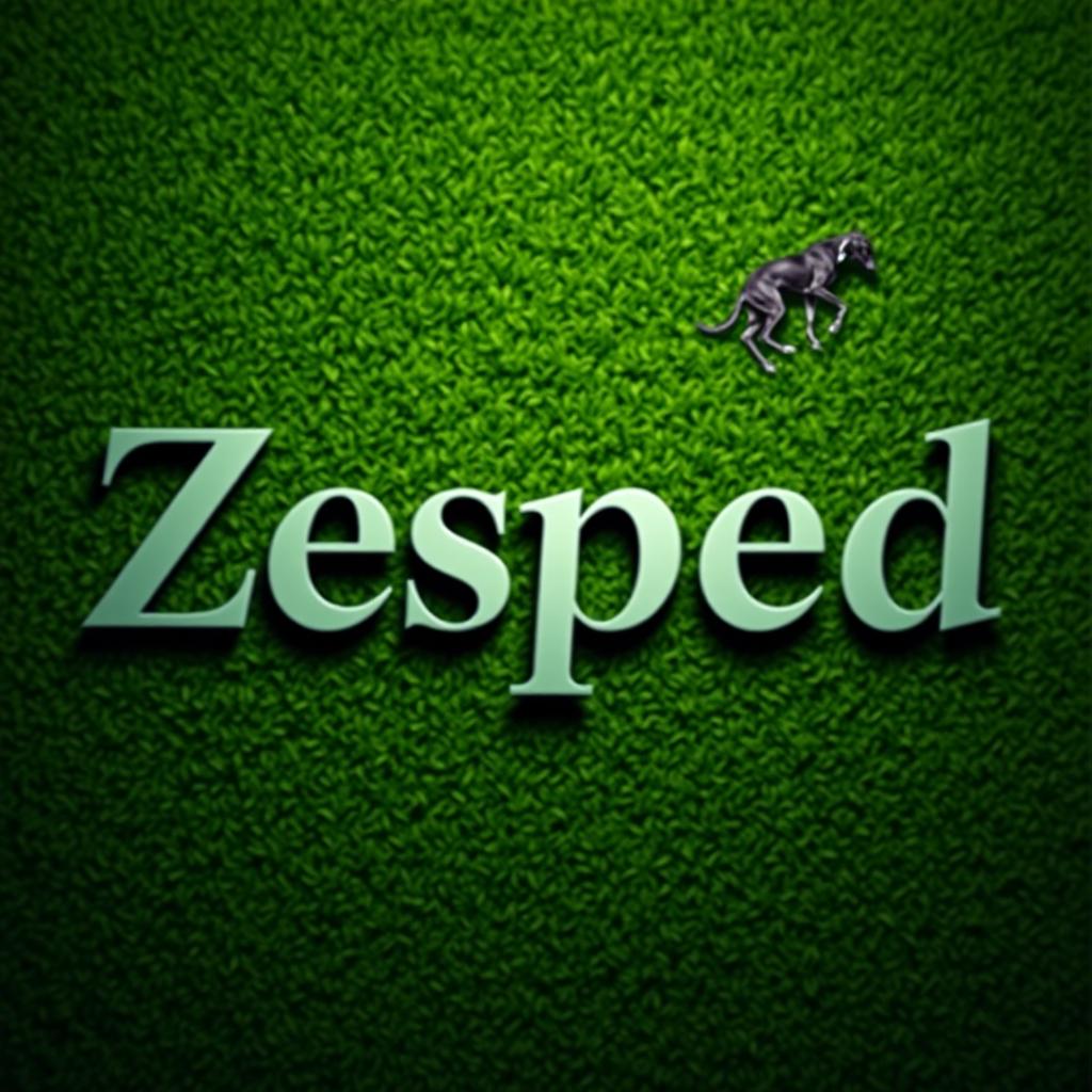 The word 'Zesped' prominently displayed on a lush green background with a subtle shadow effect, capturing an elegant and vivid look