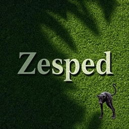 The word "Zesped" prominently displayed on a lush green background, with realistic shadows adding depth