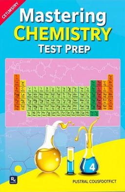 A vibrant and engaging cover for a chemistry test book