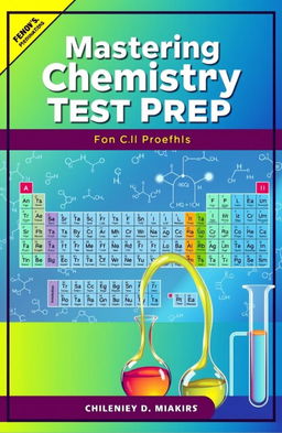 A vibrant and engaging cover for a chemistry test book