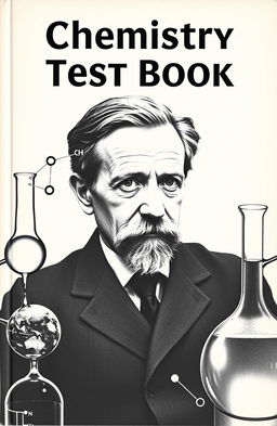 A captivating chemistry test book cover with a classic image of Werner Heisenberg subtly integrated into the background