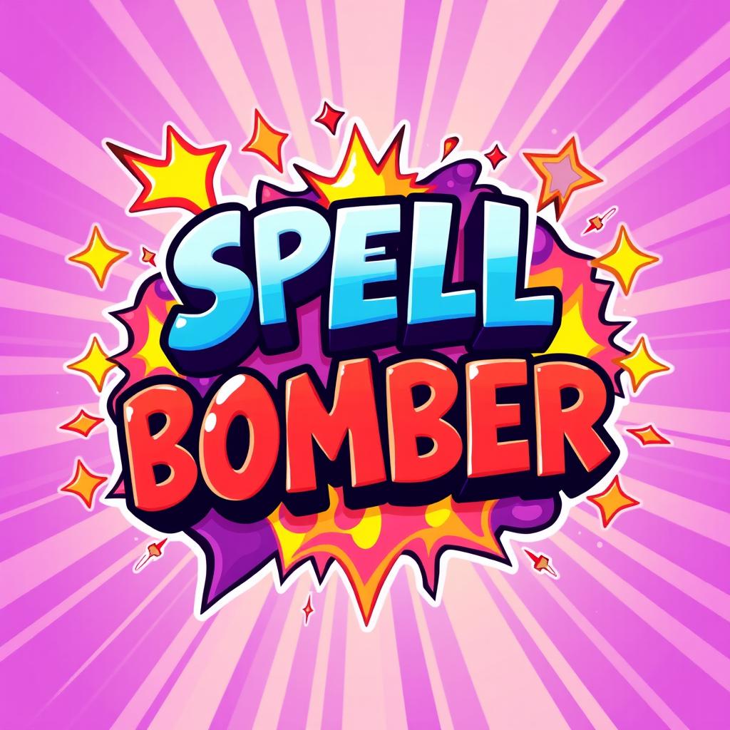 A cartoony logo inspired by the Power Stone game, featuring the text 'SPELL BOMBER' in a playful and bold font