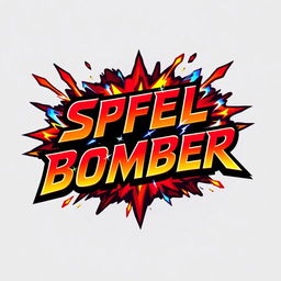 A dynamic fighting game logo inspired by the Power Stone game, featuring the text 'SPELL BOMBER' in a powerful and energetic font