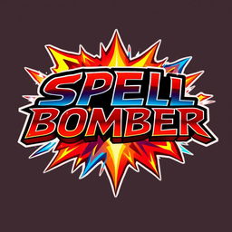 A dynamic fighting game logo inspired by the Power Stone game, featuring the text 'SPELL BOMBER' in a powerful and energetic font