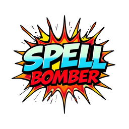 A comic-style logo inspired by the Power Stone game, featuring the text 'SPELL BOMBER' in a dynamic and bold font