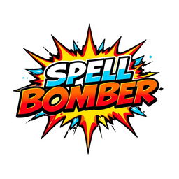 A comic-style logo inspired by the Power Stone game, featuring the text 'SPELL BOMBER' in a dynamic and bold font