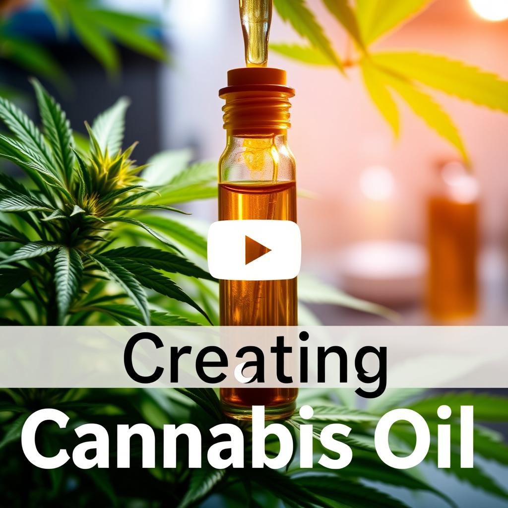 A captivating thumbnail for a YouTube video about the creation of cannabis oil