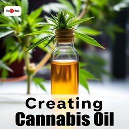 A captivating thumbnail for a YouTube video about the creation of cannabis oil