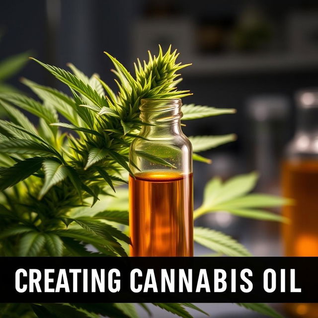 A captivating thumbnail for a YouTube video about the creation of cannabis oil