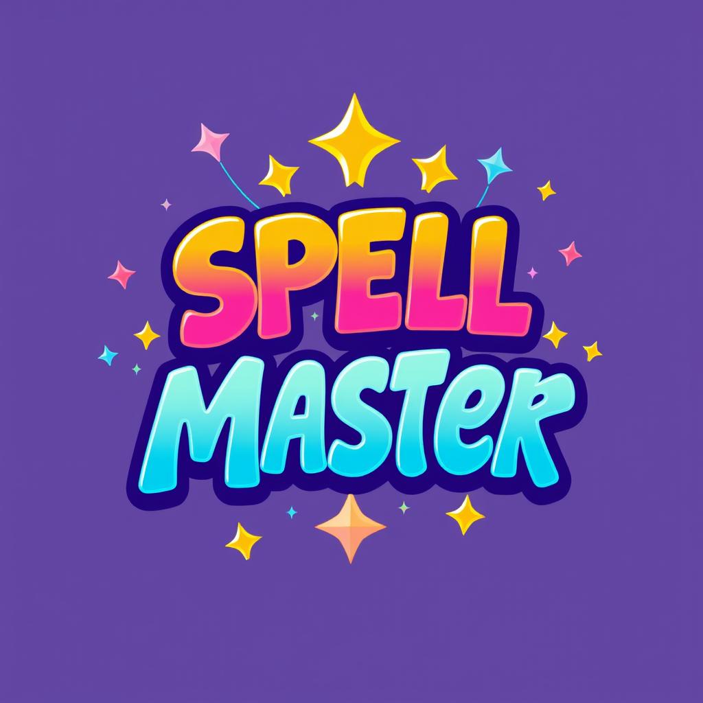 A vibrant logo inspired by the game Ristar, featuring the text 'SPELL MASTER' in a whimsical and dynamic font