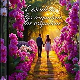 A captivating book cover for "El sendero de las orquídeas", a romantic novel