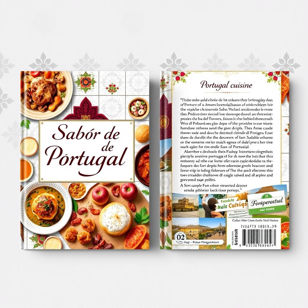 A set of beautifully crafted eBook covers displaying the essence of Portuguese cuisine, both front and back