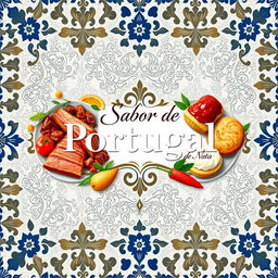 Uma capa de ebook lindamente elaborada mostrando a essência da culinária portuguesa, tanto na frente quanto no verso, escrita em português