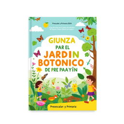 A vibrant and engaging cover design for an educational guide aimed at children, focusing on environmental education at the Popayán Botanical Garden