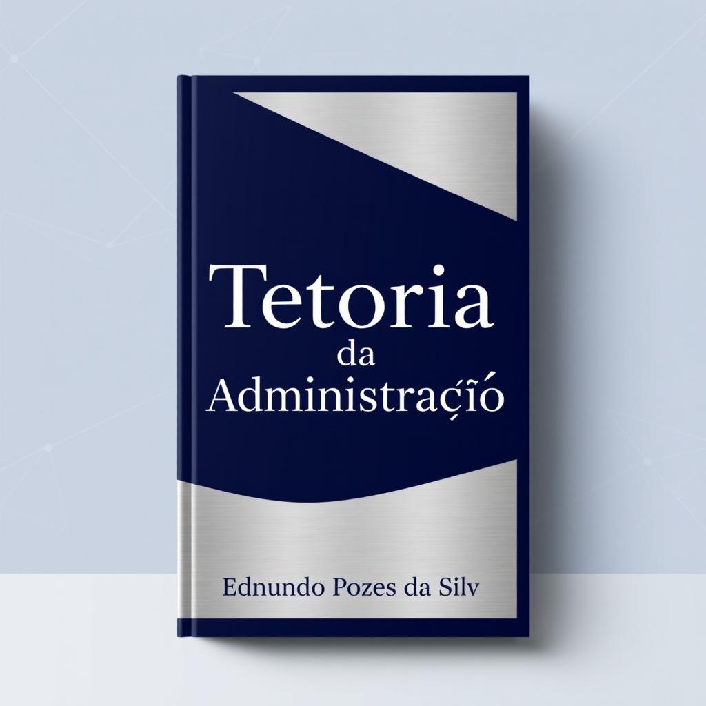 A professional and sophisticated book cover design for a book titled "Teoria da Administração" by Edmundo Pozes da Silva