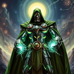 Doctor Doom, embodying his full power, stands in a commanding pose