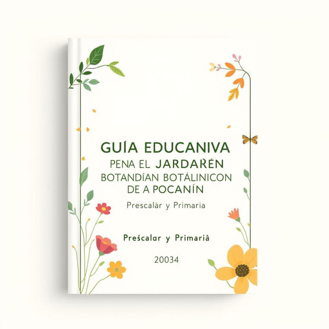 A vibrant yet subtle cover design for a children's educational guide, focusing on environmental education at the Popayán Botanical Garden