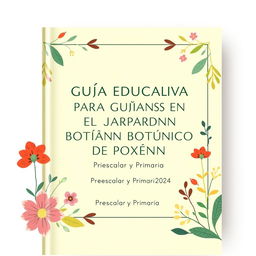 A vibrant yet subtle cover design for a children's educational guide, focusing on environmental education at the Popayán Botanical Garden