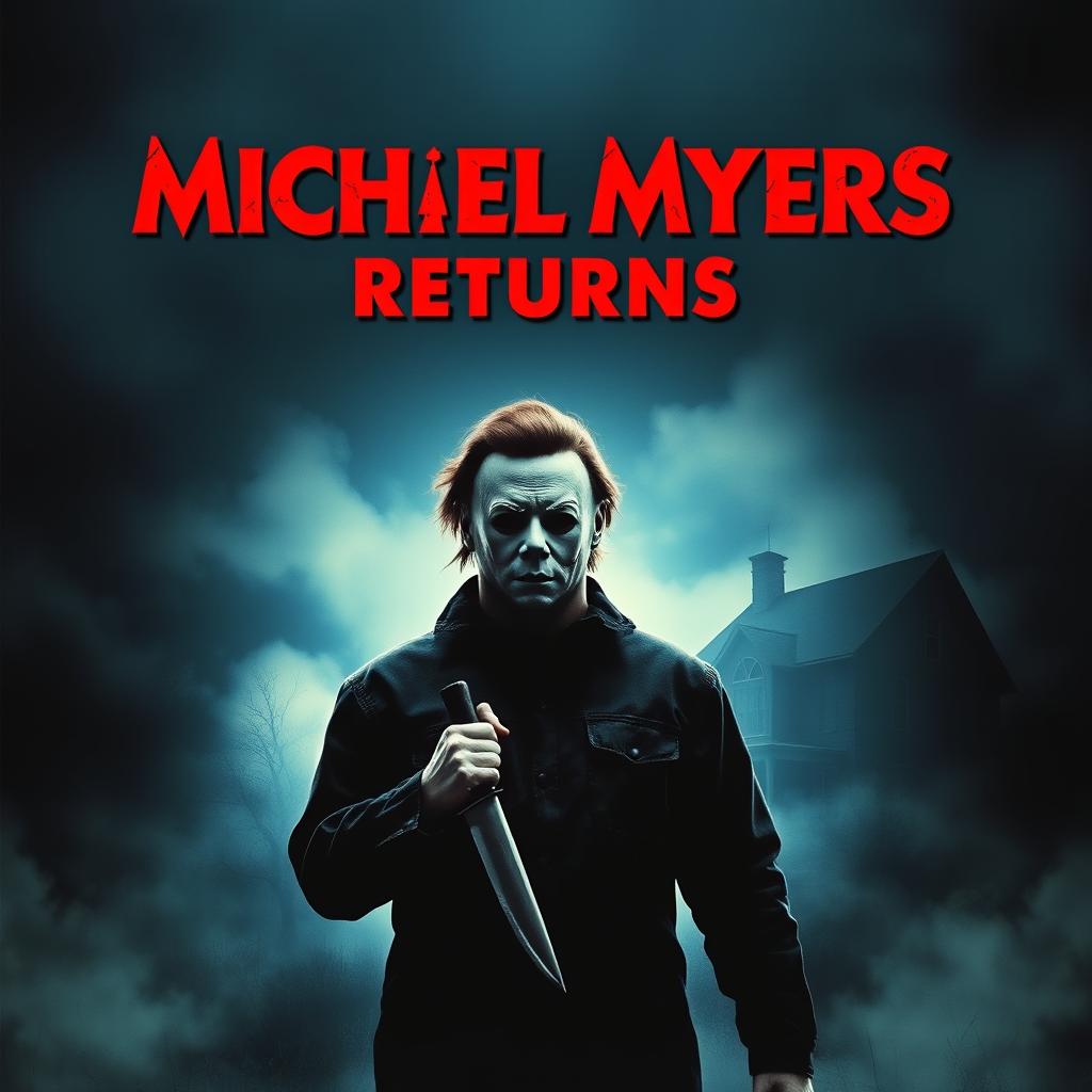 A menacing and eerie movie poster featuring Michael Myers, the infamous horror character