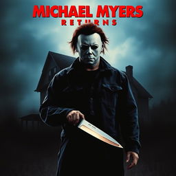 A menacing and eerie movie poster featuring Michael Myers, the infamous horror character