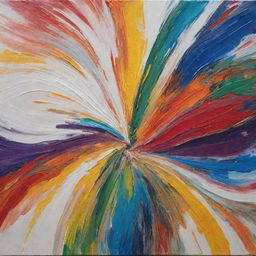 A palette knife lathered in a swirl of colorful paint, poised to create enticing texture on a blank canvas.