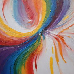 A palette knife lathered in a swirl of colorful paint, poised to create enticing texture on a blank canvas.