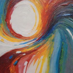 A palette knife lathered in a swirl of colorful paint, poised to create enticing texture on a blank canvas.