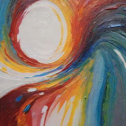 A palette knife lathered in a swirl of colorful paint, poised to create enticing texture on a blank canvas.