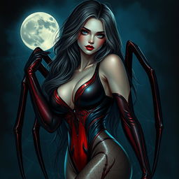 A captivating depiction of a sexy spider girl with alluring features