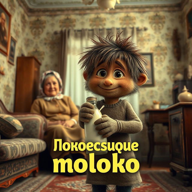 Film poster featuring a shaggy young brownie with tousled hair, holding a bottle of coconut milk in his hands