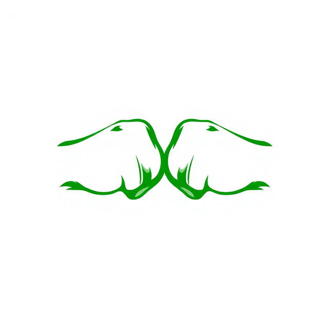 A green logo symbolizing two fists bumping or colliding, set against a white background