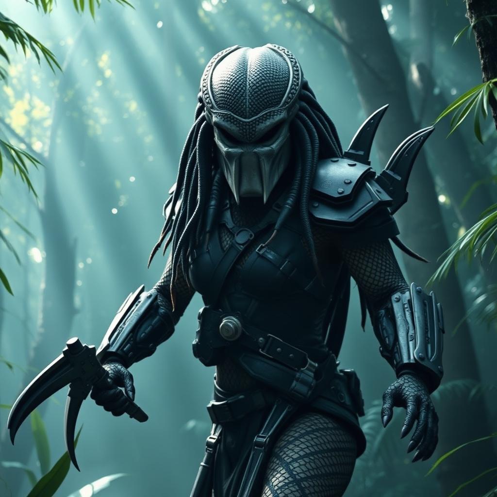 A female Yautja warrior from the Predator movie franchise