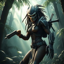 A female Yautja warrior from the Predator movie series