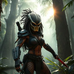 A female Yautja warrior from the Predator movie series