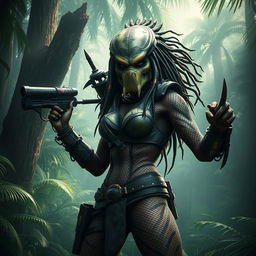 A female Yautja warrior from the Predator movie series