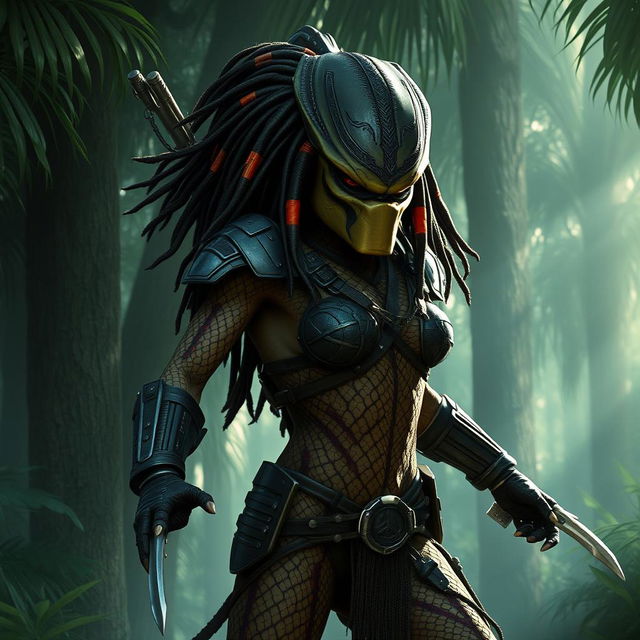 A female Yautja warrior from the Predator movie series